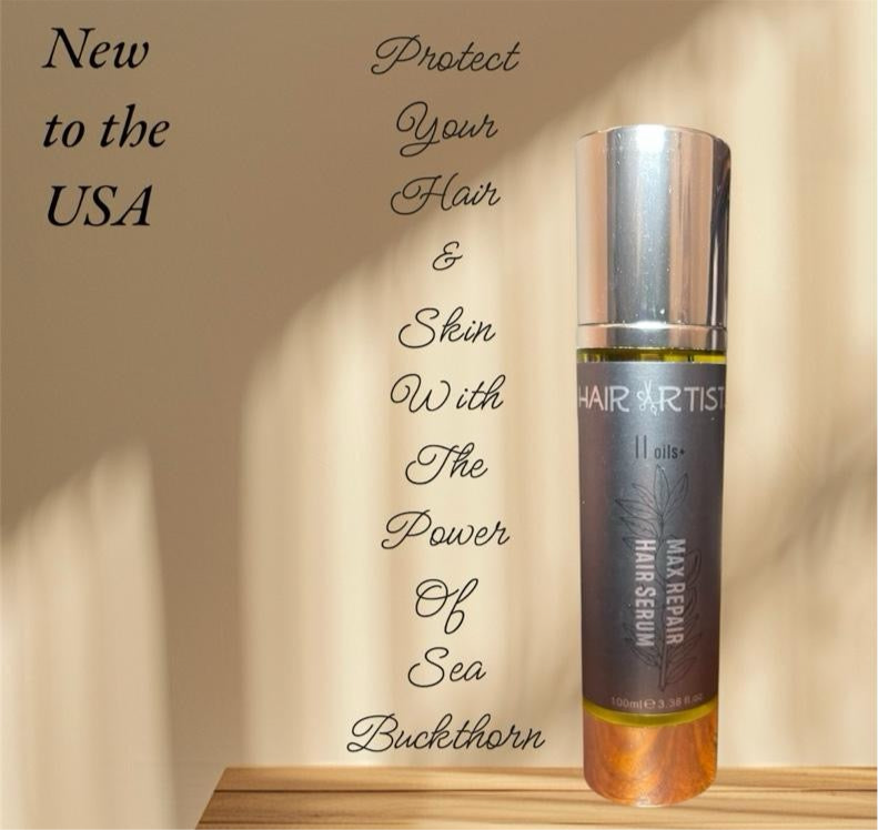 Hair Artists Max Repair Hair Serum with Sea Buckthorn Oil for Scalp and Skin Comfort, Herbal Growth and Hydration - Moisturizer natural herbal haircare