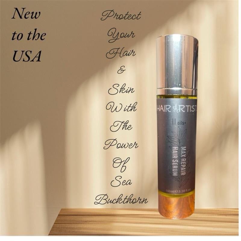 Hair Artists Max Repair Hair Serum with Sea Buckthorn Oil for Scalp and Skin Comfort, Herbal Growth and Hydration - Moisturizer natural herbal haircare