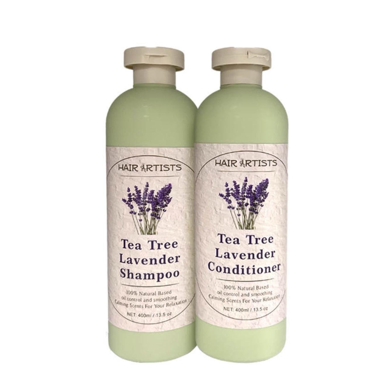 Hair Artists Tea Tree Lavender Shampoo & Conditioner - 100% Natural Base, Calming Scalp Aroma, Daily Use for Oil Control & Soothing Scalp Health