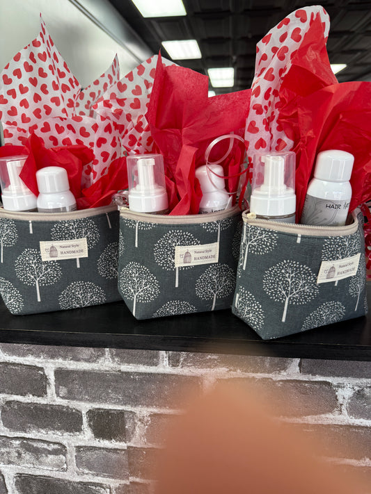 Cosmetic Bag with Hair products- Texture Spray & Foam