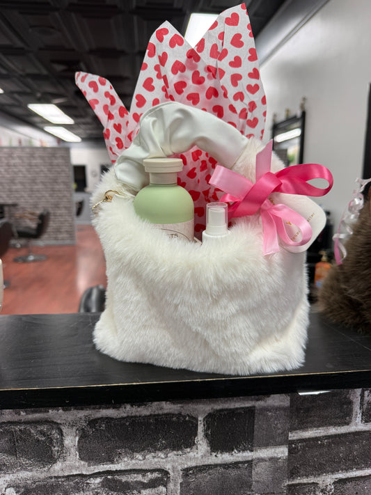 White Fur Bag with 2 Products
