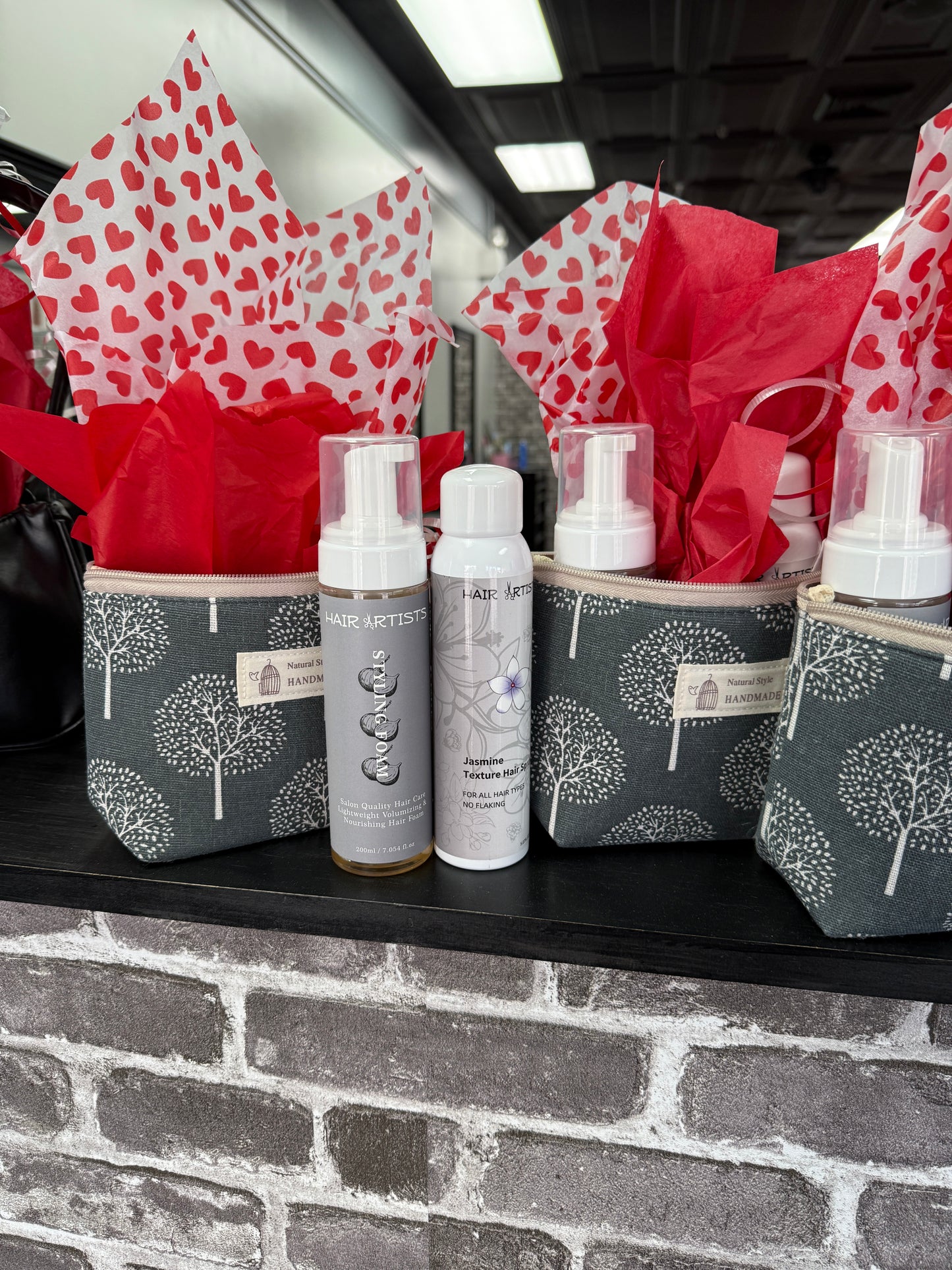 Cosmetic Bag with Hair products- Texture Spray & Foam