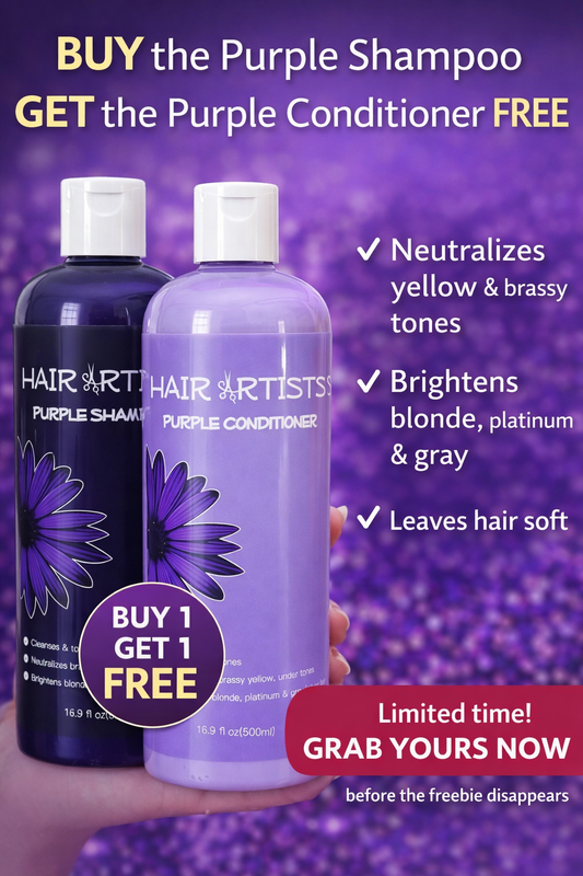 Hair Artists Purple Shampoo & Conditioner with- Citrus & Vanilla Scent for Toning Yellow & Brassy Tones, Brighter Blonde & Silver Gray Hair Salon Haircare