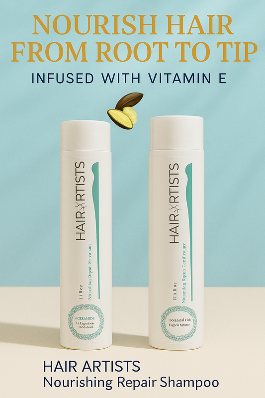 Hair Artists Nourishing Repair shampoo & conditioner  Keratin, Collagen, & Silk Amino Acids Cleansing healing Paraben & Sulfate free naturally rich in several Vegetable Proteins & Plant Extracts Repair & Strengthen lifeless Hair. Removes Excess Sebum.