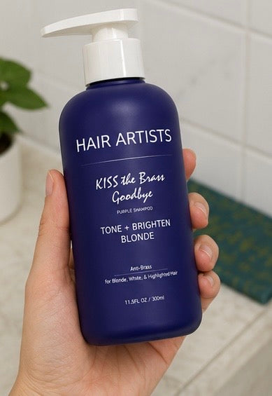 Hair Artists Purple Shampoo with- Citrus & Vanilla Scent for Toning Yellow & Brassy Tones, Brighter Blonde & Silver Gray Hair Salon Haircare