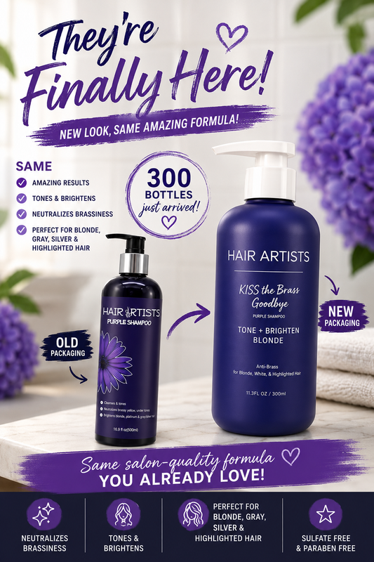 Hair Artists Purple Shampoo with- Citrus & Vanilla Scent for Toning Yellow & Brassy Tones, Brighter Blonde & Silver Gray Hair Salon Haircare